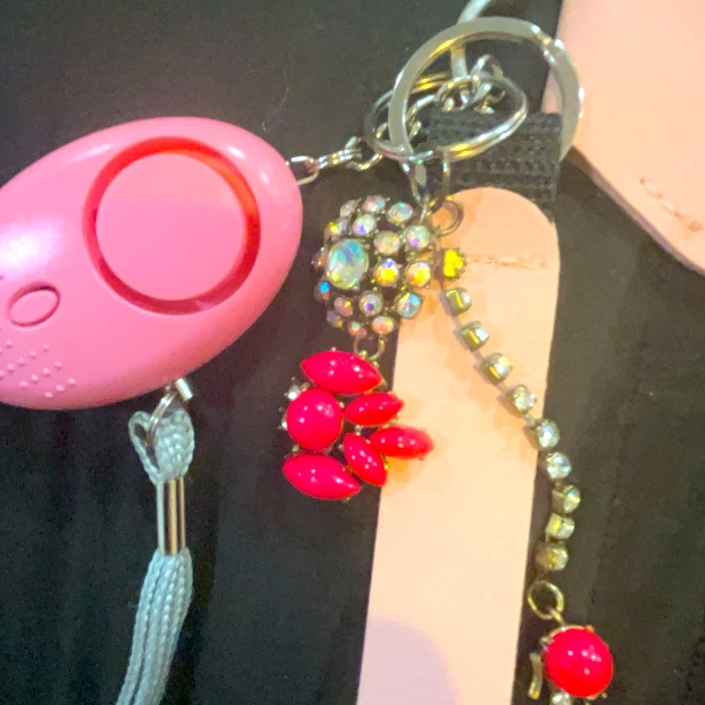 NEW Pink Safety & Style Keychain Security alarm, hand sanitizer case…..